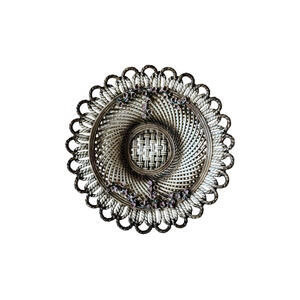 Vintage Capodimonte Italy Porcelain Woven Flower Basket 8.5” Pink Floral